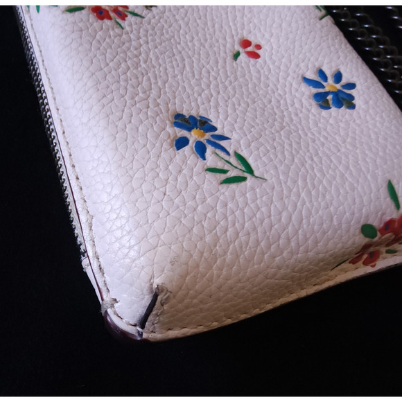 Coach 809 Turnlock Chain Phone Crossbody w/ Wildflower Print White Wallet Purse - Picture 5 of 9